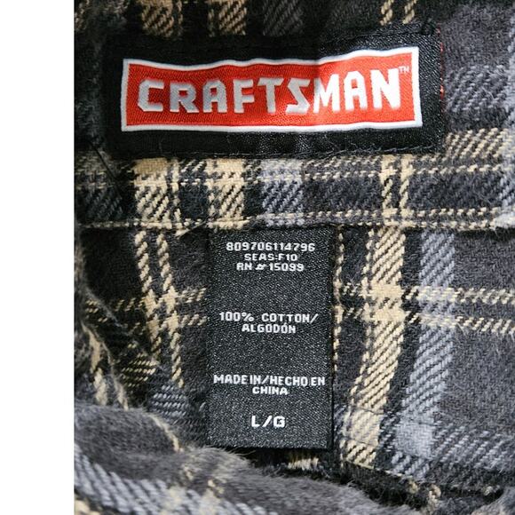 Craftsman Men's Large Plaid 100% Cotton Button Down Shirt - Picture 3 of 8